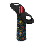 Bohemian Owl Pattern Print Single Neoprene Wine Tote