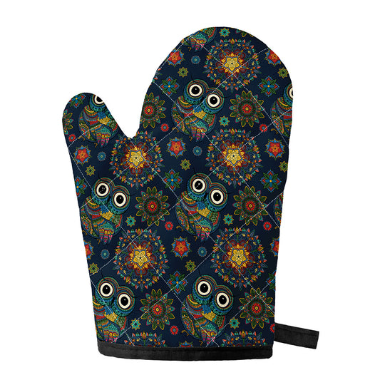 Bohemian Owl Pattern Print Single Oven Mitt