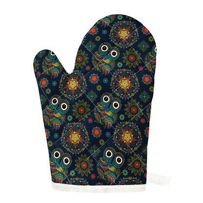 Bohemian Owl Pattern Print Single Oven Mitt