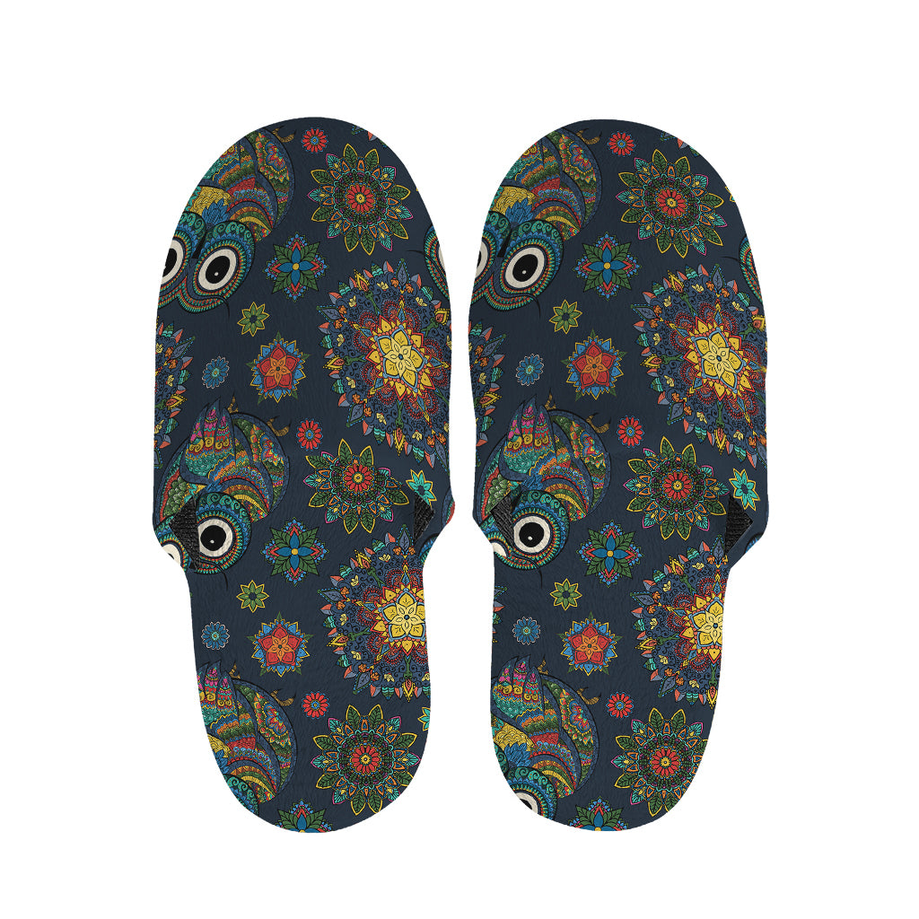 Bohemian Owl Pattern Print Slippers