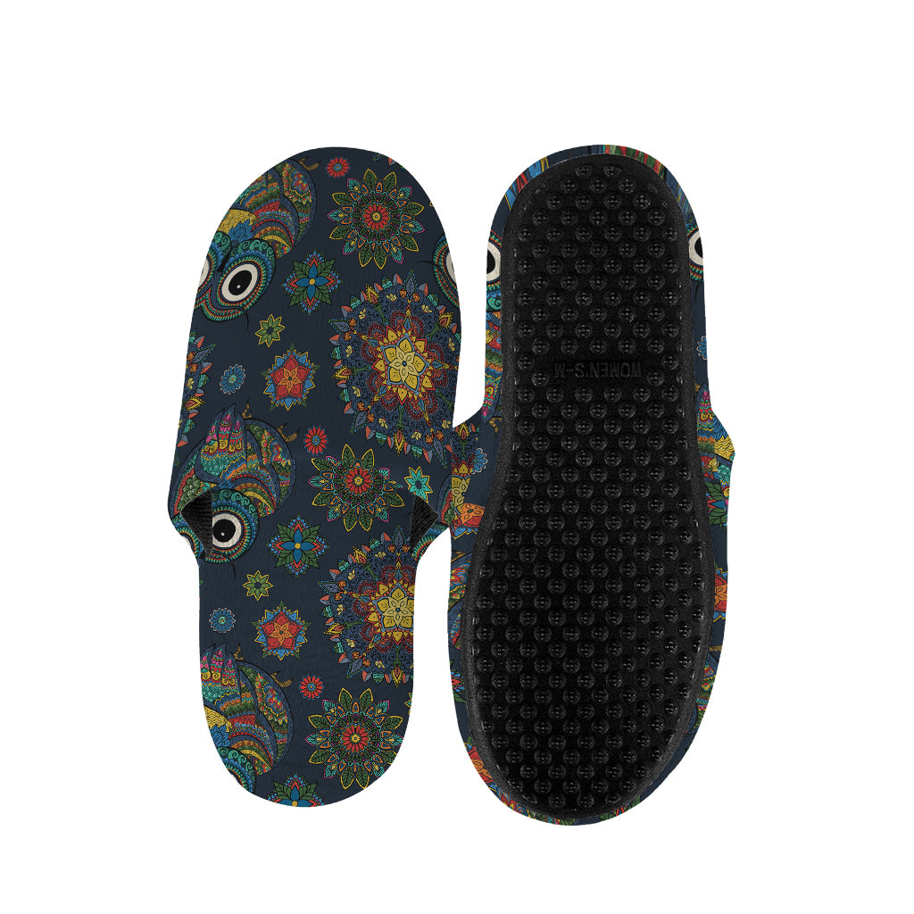 Bohemian Owl Pattern Print Slippers