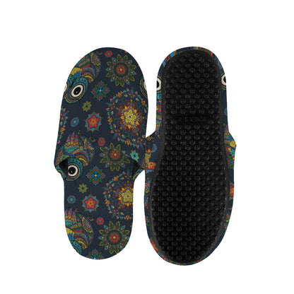 Bohemian Owl Pattern Print Slippers