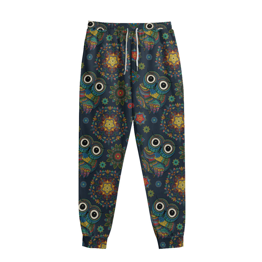 Bohemian Owl Pattern Print Sweatpants