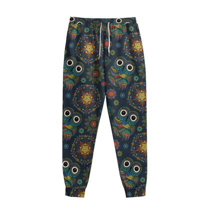 Bohemian Owl Pattern Print Sweatpants