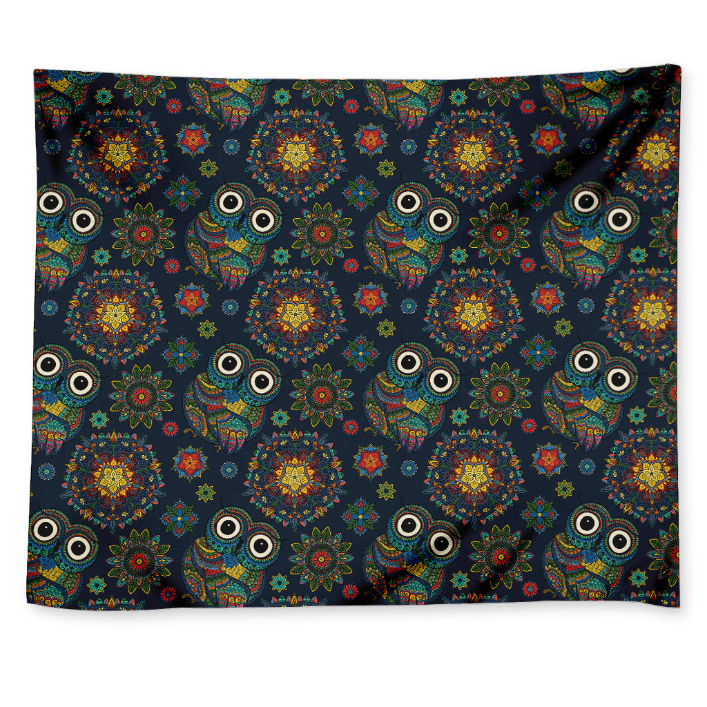 Bohemian Owl Pattern Print Tapestry