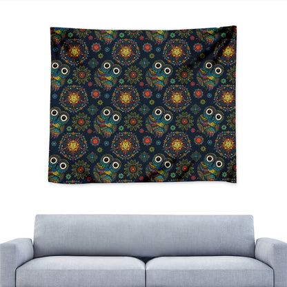 Bohemian Owl Pattern Print Tapestry