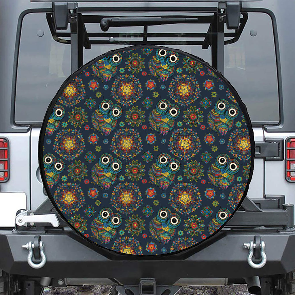 Bohemian Owl Pattern Print Tire Cover