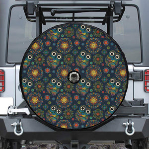 Bohemian Owl Pattern Print Tire Cover With Camera Hole