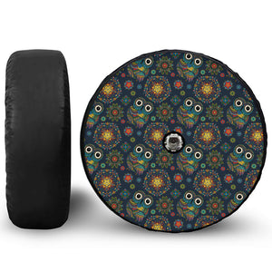 Bohemian Owl Pattern Print Tire Cover With Camera Hole