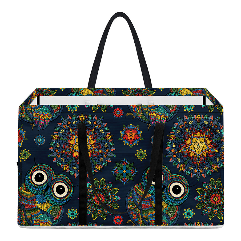 Bohemian Owl Pattern Print Utility Tote Bag