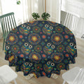 Bohemian Owl Pattern Print Waterproof Round Tablecloth