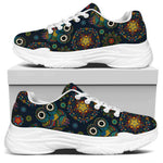 Bohemian Owl Pattern Print White Chunky Shoes
