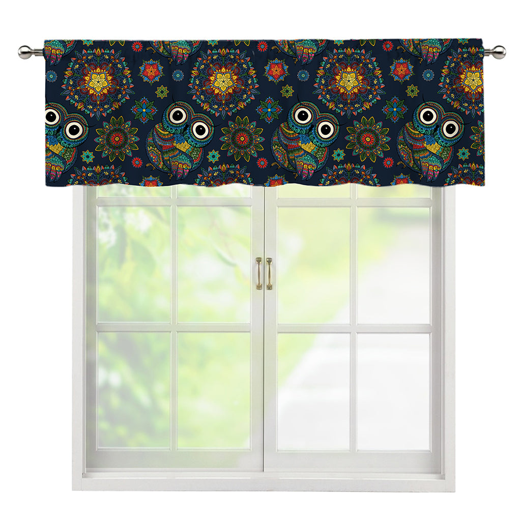 Bohemian Owl Pattern Print Window Valance