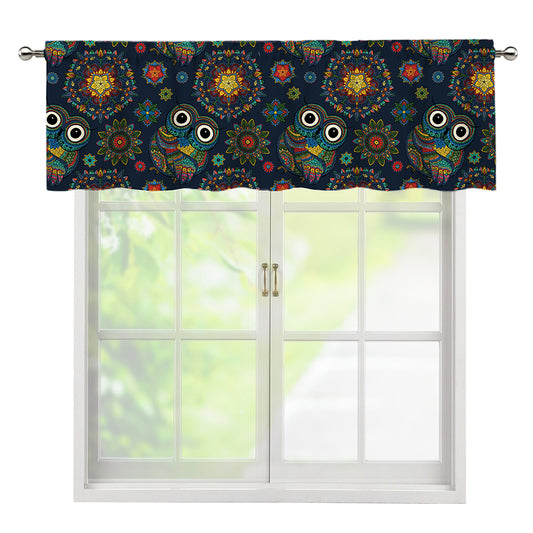 Bohemian Owl Pattern Print Window Valance