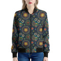 Bohemian Owl Pattern Print Women's Bomber Jacket