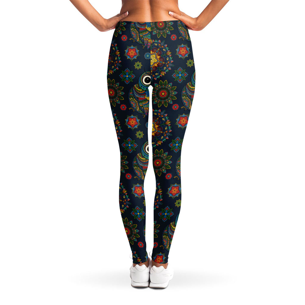Bohemian Owl Pattern Print Women's Leggings
