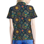 Bohemian Owl Pattern Print Women's Polo Shirt