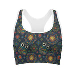 Bohemian Owl Pattern Print Women's Sports Bra