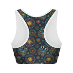 Bohemian Owl Pattern Print Women's Sports Bra