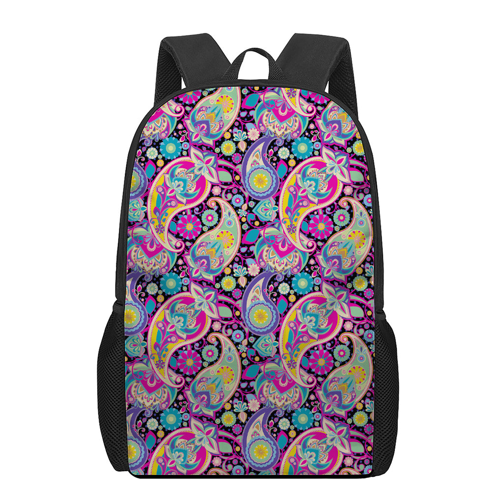 Bohemian Paisley Pattern Print 17 Inch Backpack