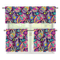 Bohemian Paisley Pattern Print 3 Piece Kitchen Curtains