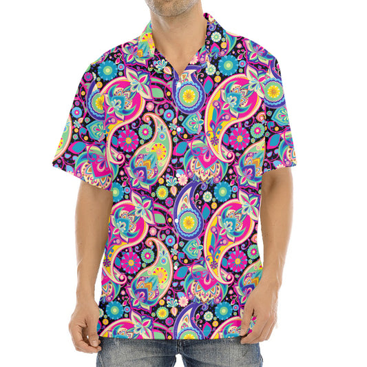 Bohemian Paisley Pattern Print Aloha Shirt