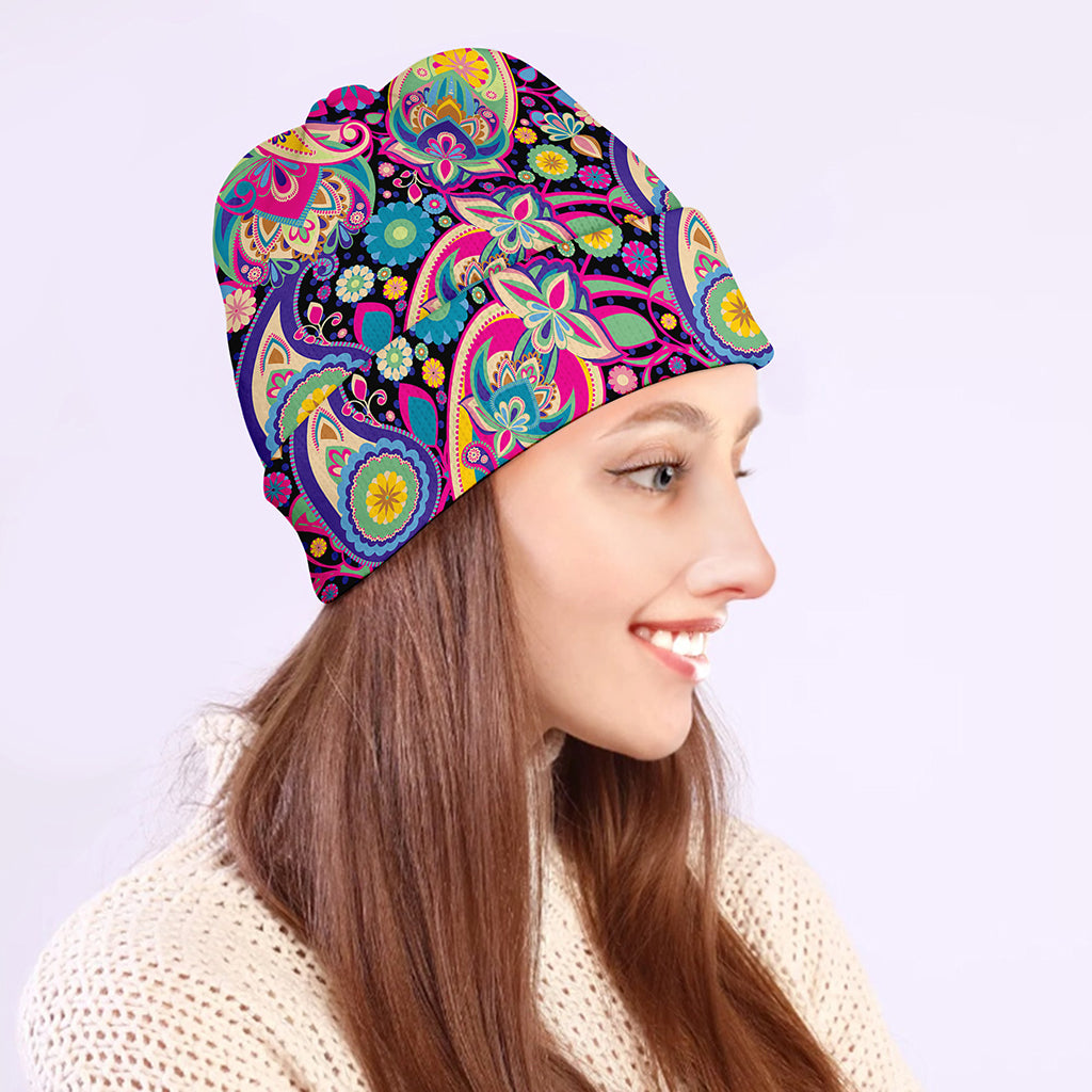 Bohemian Paisley Pattern Print Beanie