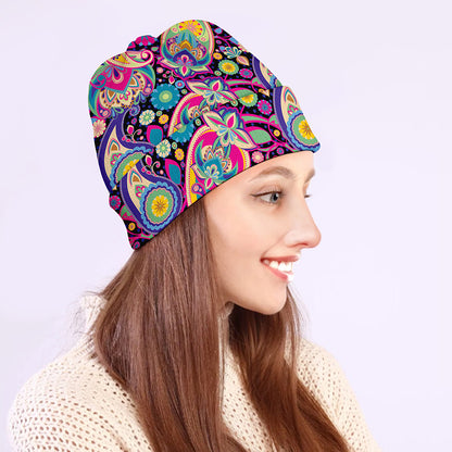 Bohemian Paisley Pattern Print Beanie