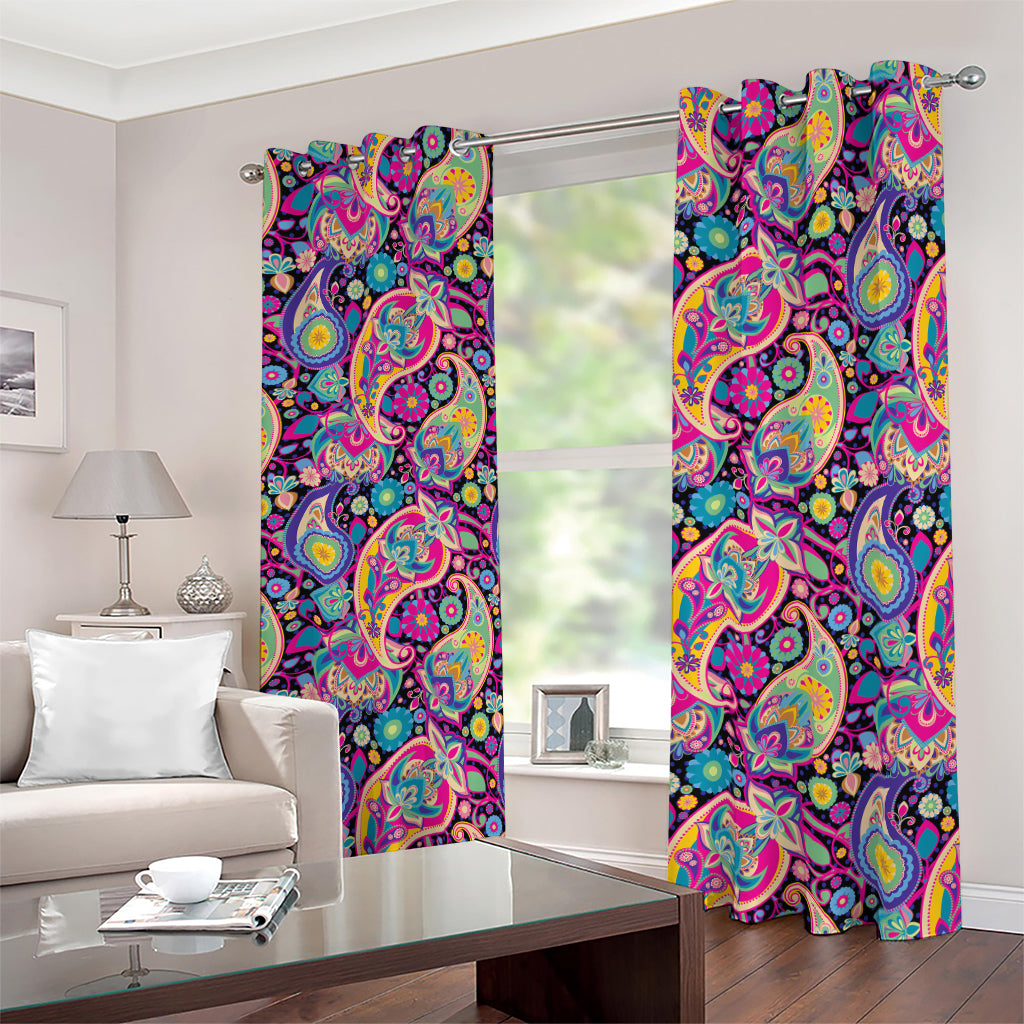 Bohemian Paisley Pattern Print Blackout Grommet Curtains