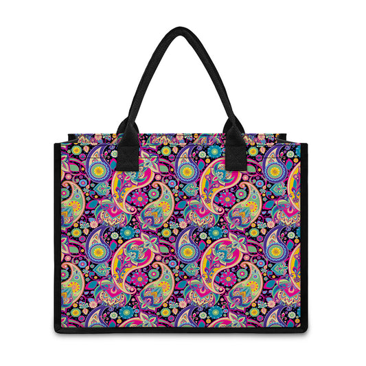 Bohemian Paisley Pattern Print Canvas Tote Bag
