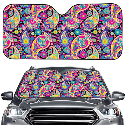 Bohemian Paisley Pattern Print Car Windshield Sun Shade