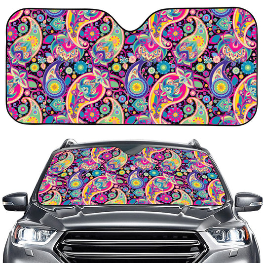 Bohemian Paisley Pattern Print Car Windshield Sun Shade