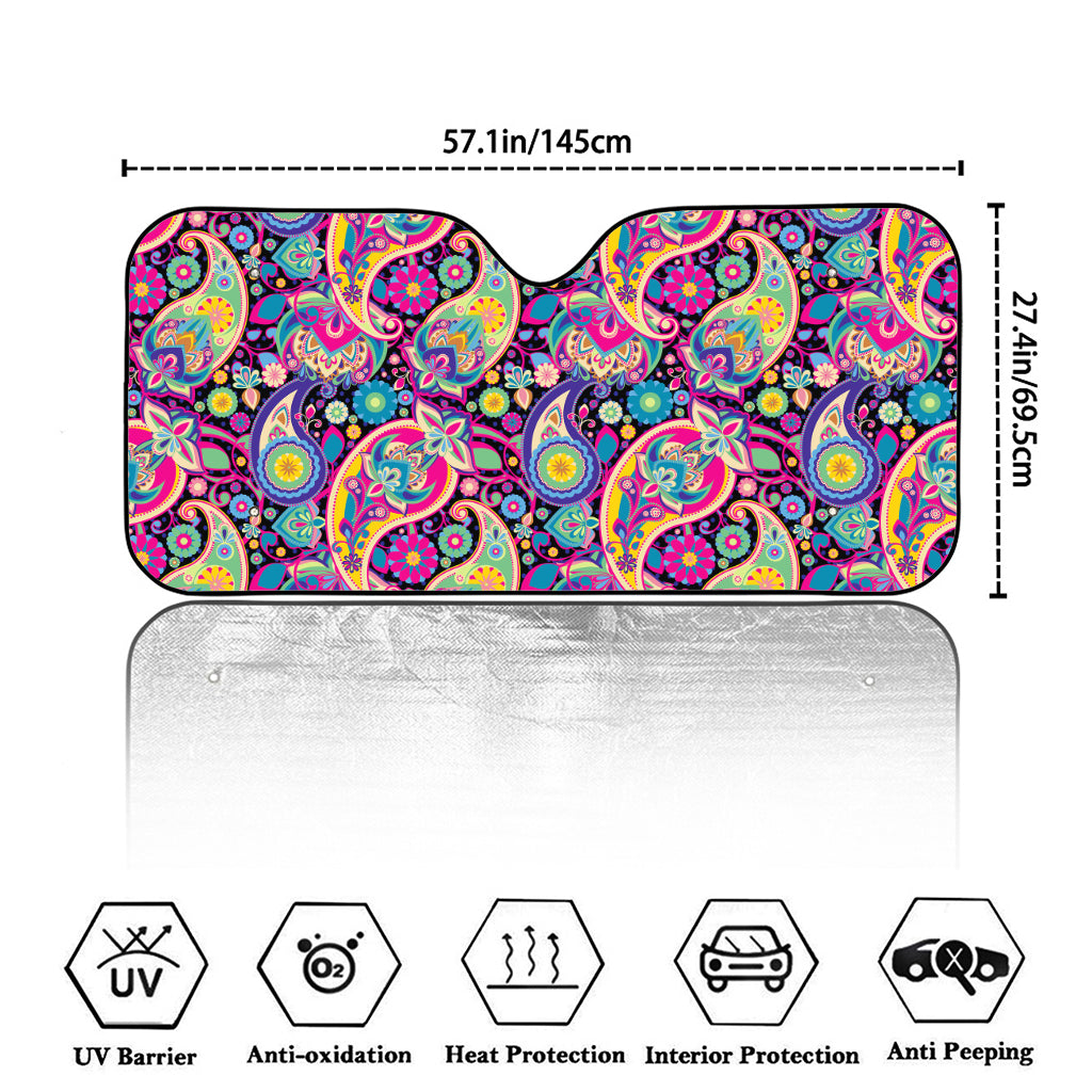 Bohemian Paisley Pattern Print Car Windshield Sun Shade