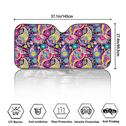 Bohemian Paisley Pattern Print Car Windshield Sun Shade