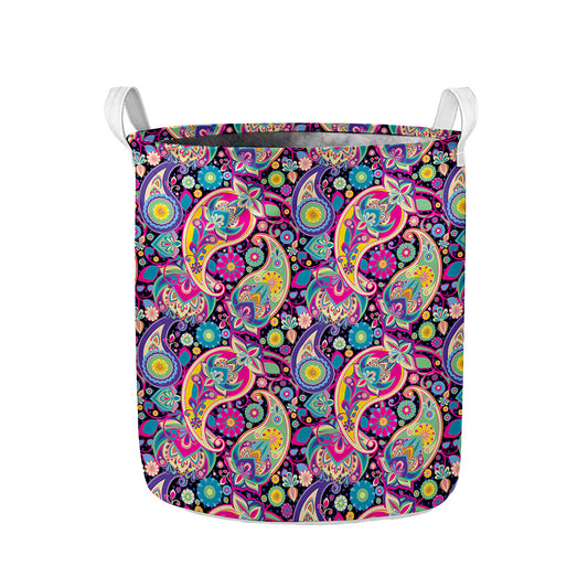 Bohemian Paisley Pattern Print Collapsible Laundry Basket