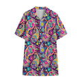 Bohemian Paisley Pattern Print Cotton Hawaiian Shirt
