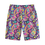 Bohemian Paisley Pattern Print Cotton Shorts