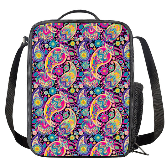 Bohemian Paisley Pattern Print Crossbody Lunch Bag
