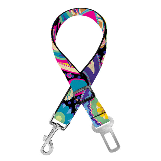 Bohemian Paisley Pattern Print Dog Seat Belt