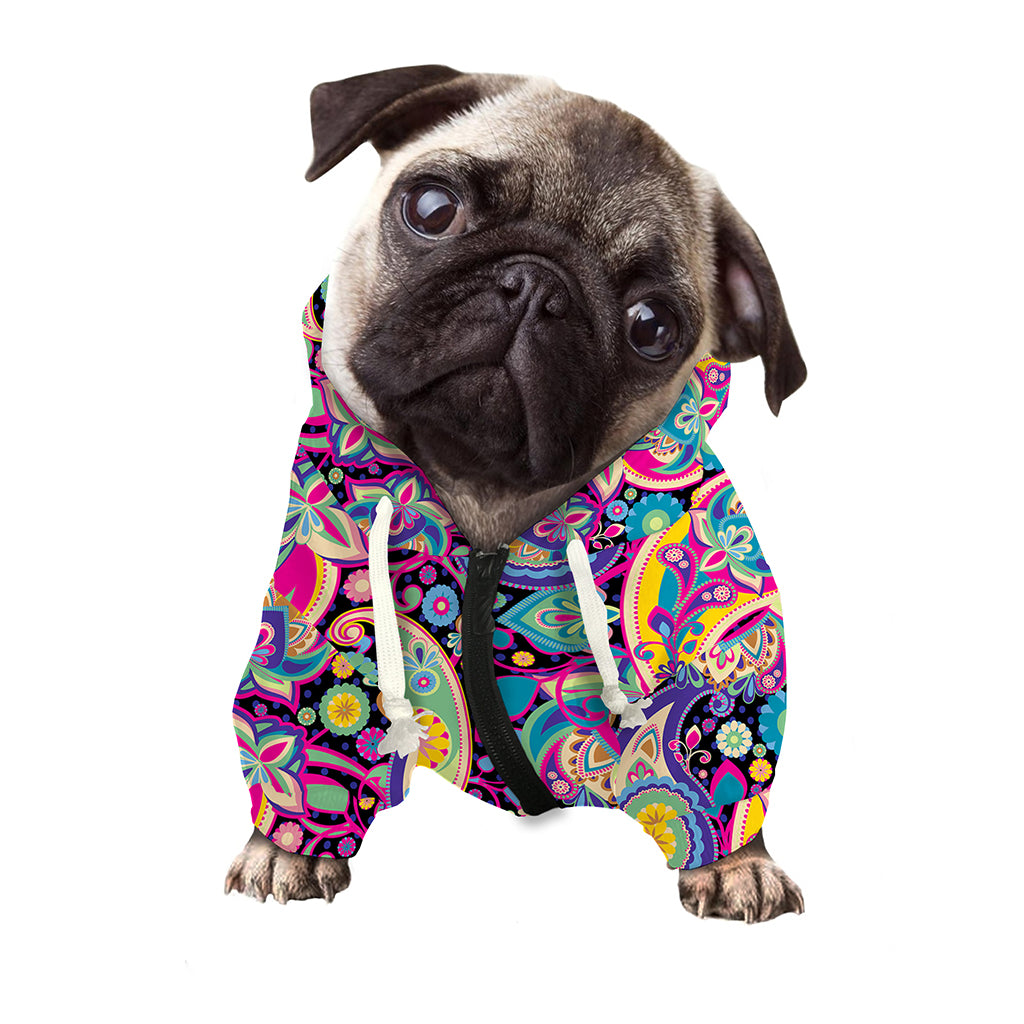 Bohemian Paisley Pattern Print Dog Zip Up Hoodie