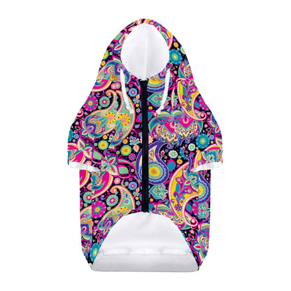 Bohemian Paisley Pattern Print Dog Zip Up Hoodie