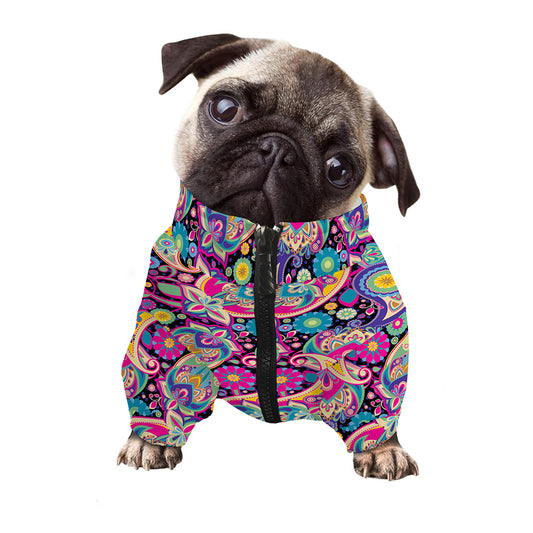 Bohemian Paisley Pattern Print Dog Zip Up Jacket