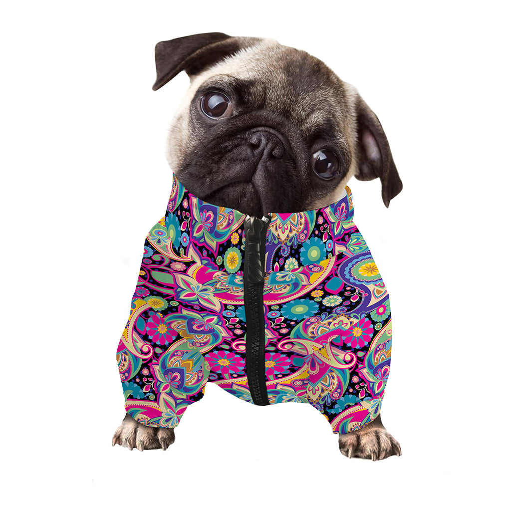 Bohemian Paisley Pattern Print Dog Zip Up Jacket