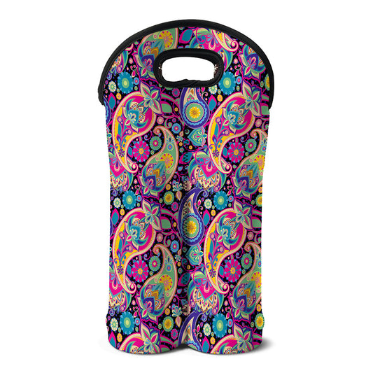 Bohemian Paisley Pattern Print Double Neoprene Wine Tote