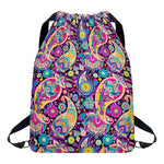 Bohemian Paisley Pattern Print Drawstring Backpack