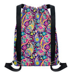 Bohemian Paisley Pattern Print Drawstring Backpack