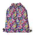 Bohemian Paisley Pattern Print Drawstring Bag