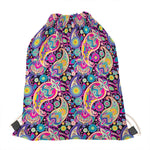 Bohemian Paisley Pattern Print Drawstring Bag
