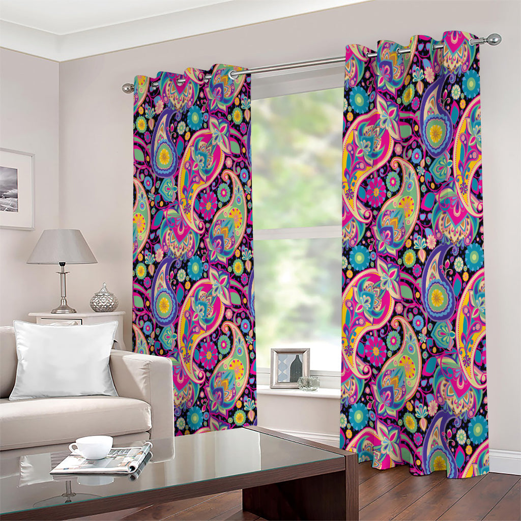 Bohemian Paisley Pattern Print Extra Wide Grommet Curtains