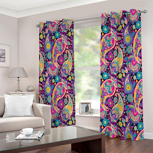 Bohemian Paisley Pattern Print Extra Wide Grommet Curtains